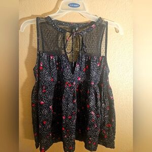 Womens Volcom floral sleeveless lace mesh babydoll * Size small*
